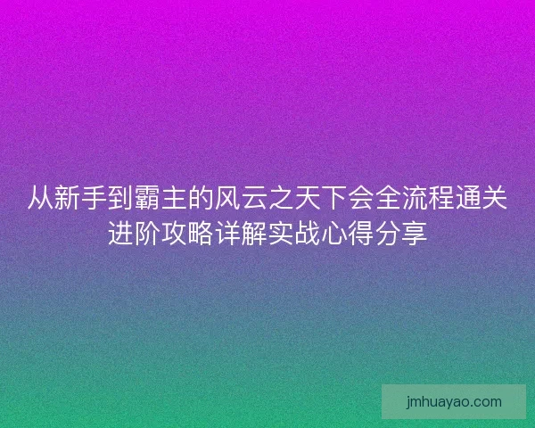 从新手到霸主的风云之天下会全流程通关进阶攻略详解实战心得分享